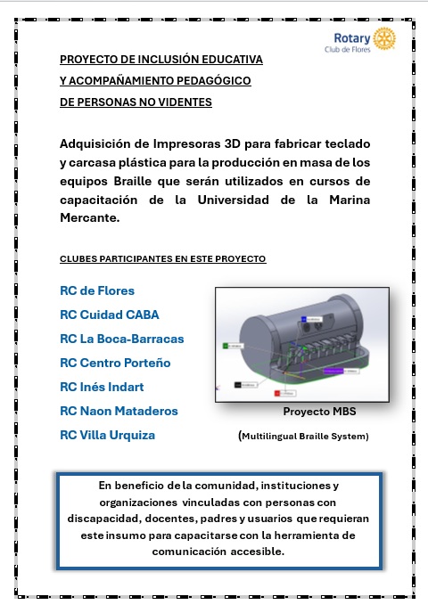 Rotary Club de Flores  primera impresora 3D -equipo Braile